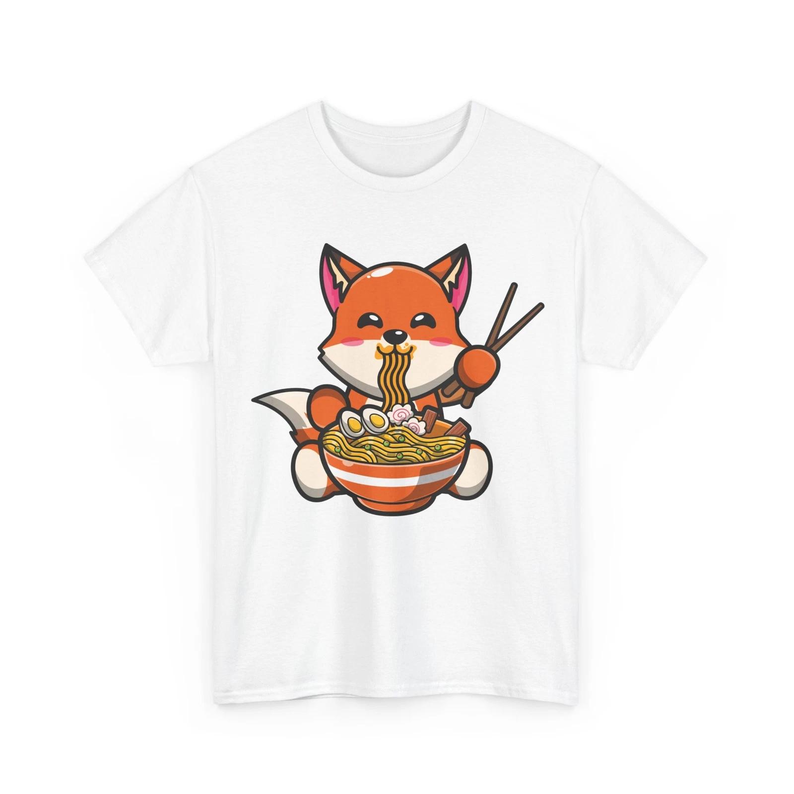Fox Kawaii Shirt, Fox Eating Ramen Shirt, Foxe Japanese Culture Lovers Shirt S