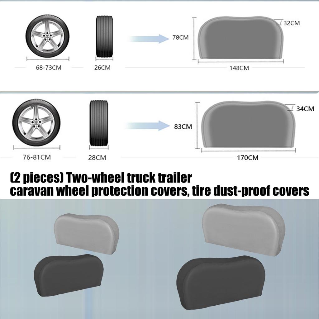 Pack of 2 Tire Cover Universal Fit Varous Tire Dustproof Wheel Protector Covers for Truck Trailer Campers