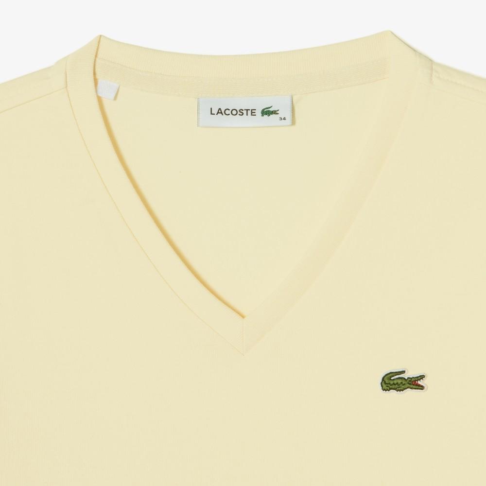 Lacoste Women's Basic V-Neck Short Sleeve T-Shirt TF833E-56GS7G
