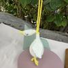 Crochet Goose Hanging Decoration Handmade Knitting White Goose Handbag Backpack Keychain Car Rearview Mirror Hanging Ornament