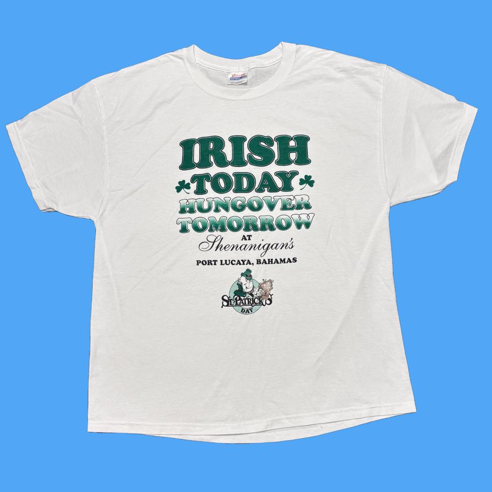 

Vintage Humor Shirt XL White 90s Funny Quote Alcohol Irish Pub Beer Hanes Parody Unisex T-Shirt XXXL
