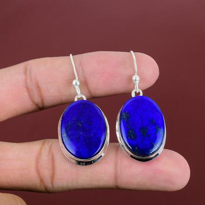 Lapis Lazuli Küpeler Değerli Taş Küpe Zarif Takı 925 Ayar Gümüş Küpe El Yapımı Küpe Doğal Lapis Lazuli Takı Onun İçin Hediye