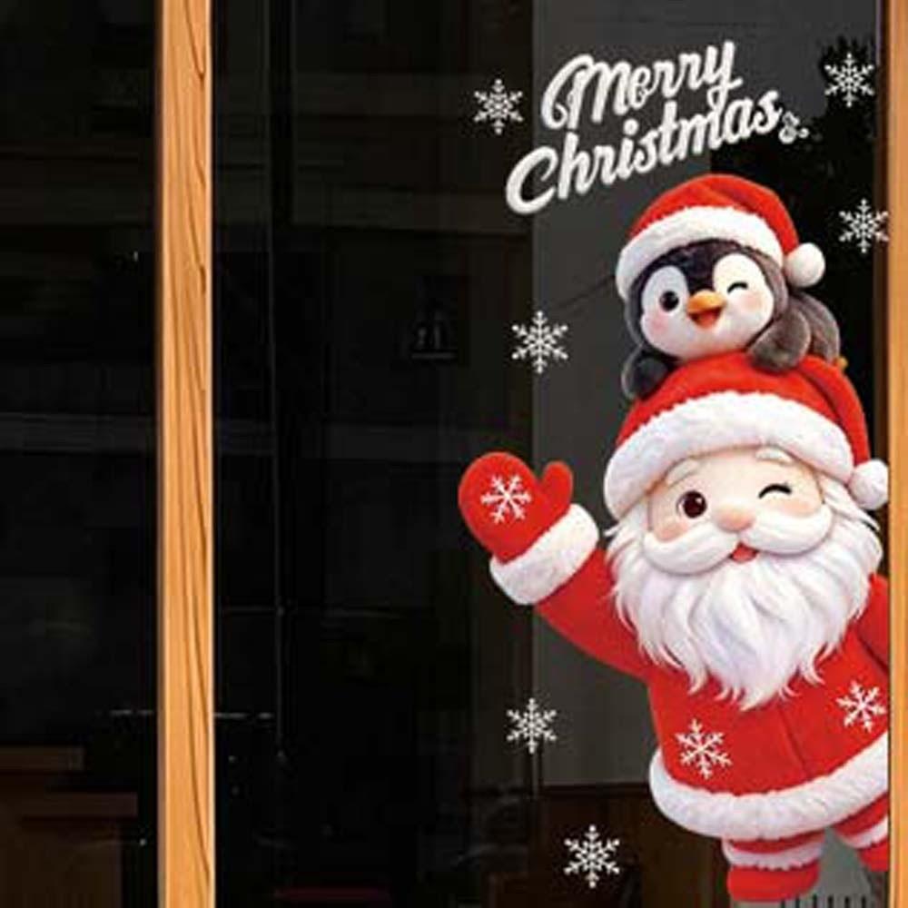 Double Sided Christmas Window Sticker Removable PVC Static Film Clings Retail Merchants