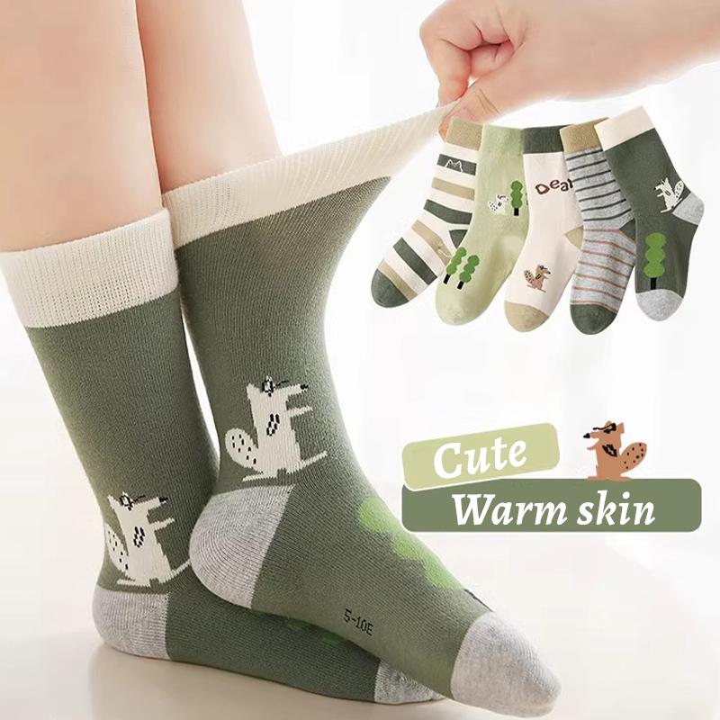 

5 пар свежих и изысканных носков средней длины с хорошей воздухопроницаемостью и широкими эластичными манжетами для детей, прохладные мятно-зеленые, 1-14 лет 5-8 years(15-18 cm)