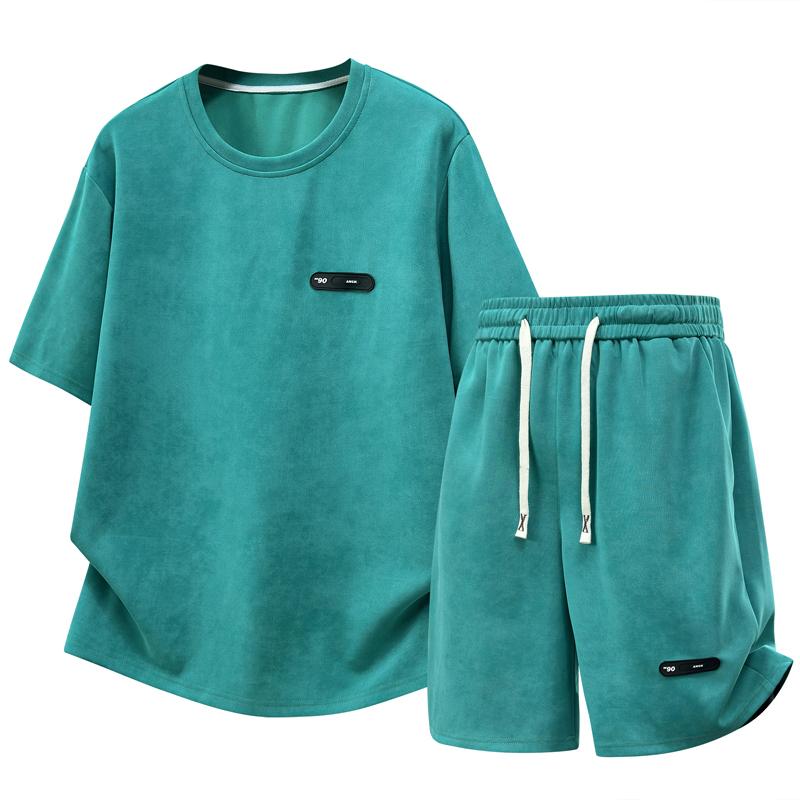 Plus Size 4XL-10XL Summer Casual Set 2 Piece Man Short Sleeve T-shirts Oversize Shorts Sets