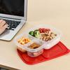 3 Compartments Rice/Noodles Container Versatile PP Food Storage Container Leakproof Microwaveable for Working Traveling Camping