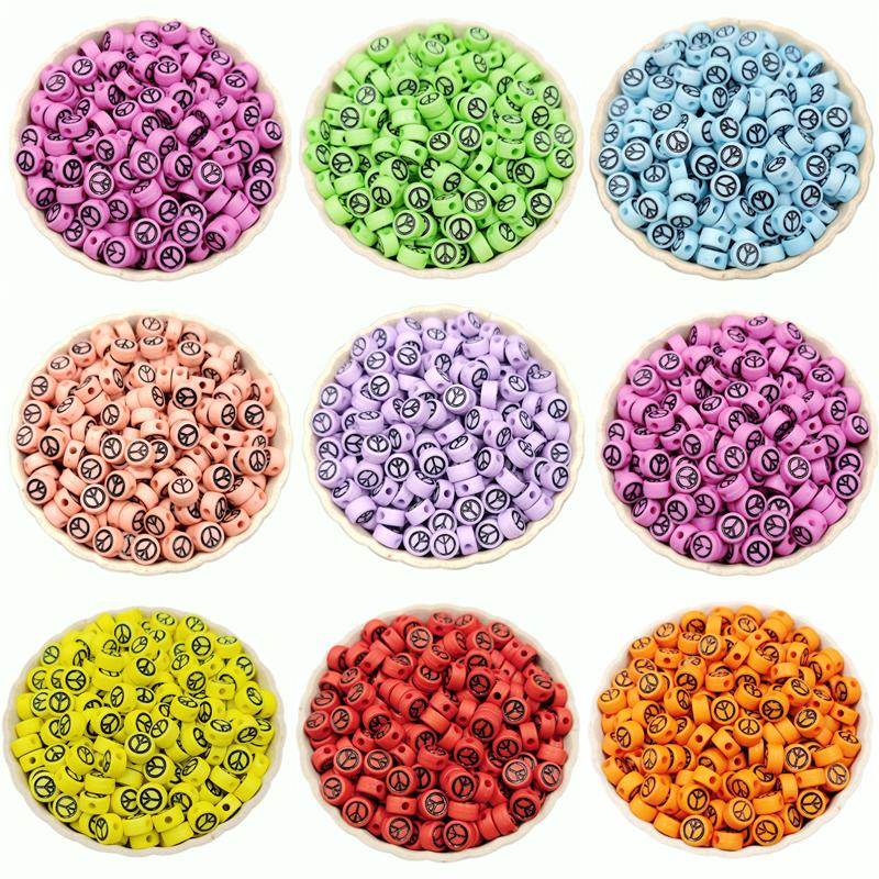 60Pcs 4*7mm Peace Shape Loose Beads DIY For Jewelry Making Necklace Bracelet Wholesale Pendant