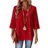 Damen T-Shirt Rundhals Halbarm Lockerer Schnitt Pullover Oberteile Einfarbige Knöpfe Dekoration Sommer Lässige Oberteile Tägliche Kleidung