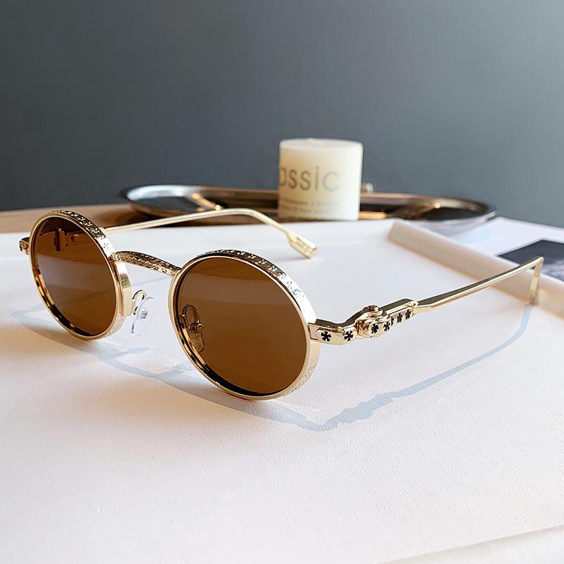 Retro Small Frame Punk Hip Hop Round Sunglasses - European & American Street Style for Women