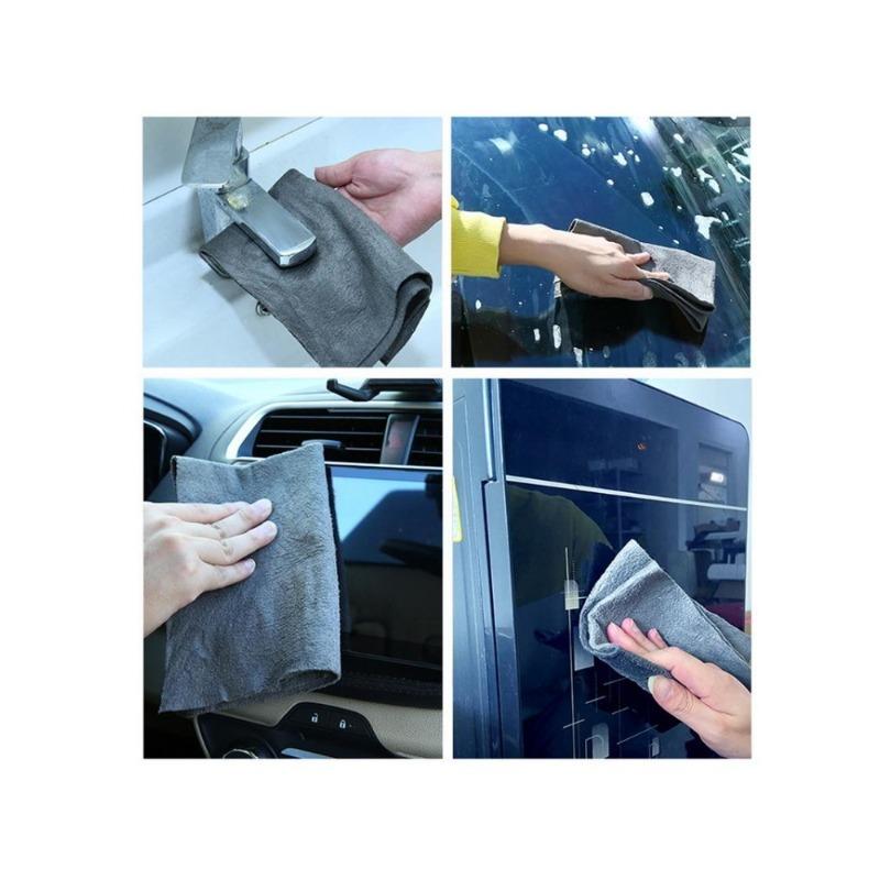 Household Cleaning Kit, 2 Streak-Free 30*40cm Microfiber Cloths + 2 Pairs Nitrile Protective Gloves for Glass & Mirror Cleaning