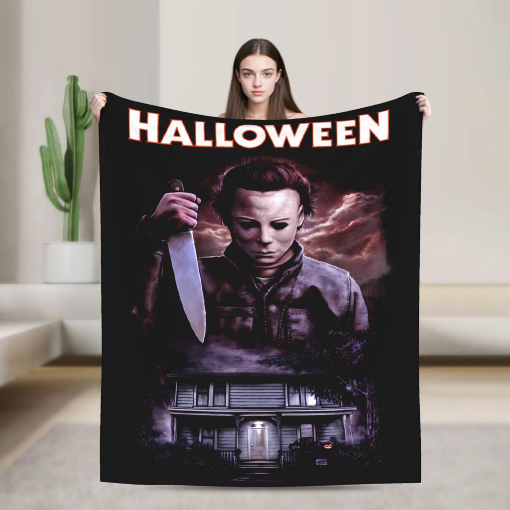 Halloween Michaels Myersed Warm Soft Blanket Decorative Plush Throw Blanket Print Couch Chair Flannel Bedspread Sofa Bed Cover