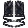 Unisex Punk Fingerless Gloves PU Leather Rivet Gothic Wrist Wrap Black White Disco Dance Rock Performance Gloves