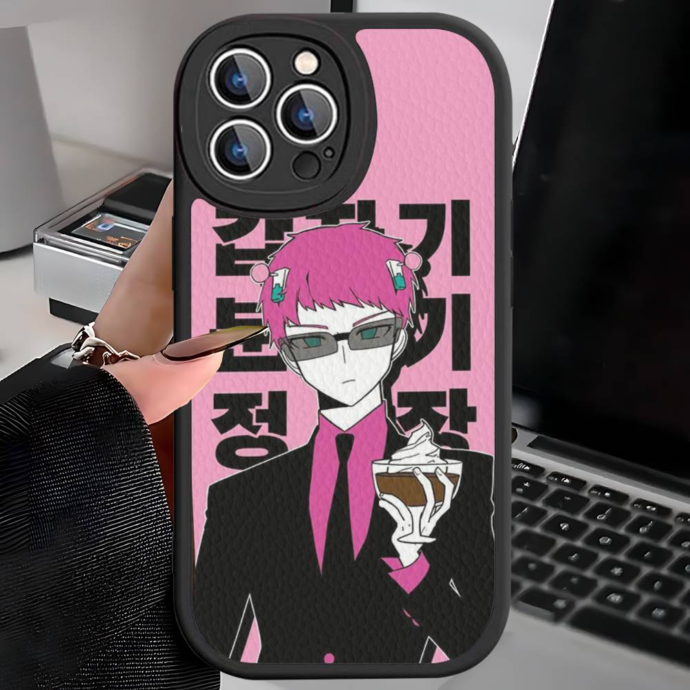 Anime Saiki Kusuo Phone Case For IPhone 16 15 14 11 12 13 Pro Max Plus Back Leather Shell