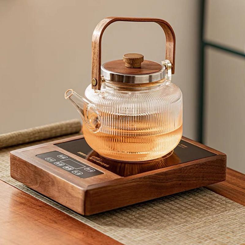 Walnut Electric Ceramic Stove High Power Thickened Glass High Temperature Resistant Steaming Tea Pot Tea Stove Set with Handle