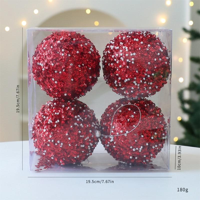 Reflective Foam Christmas Tree Decoration Pearls and Sequins Ball Feature Durable Portable Design Christmas Home Decoration