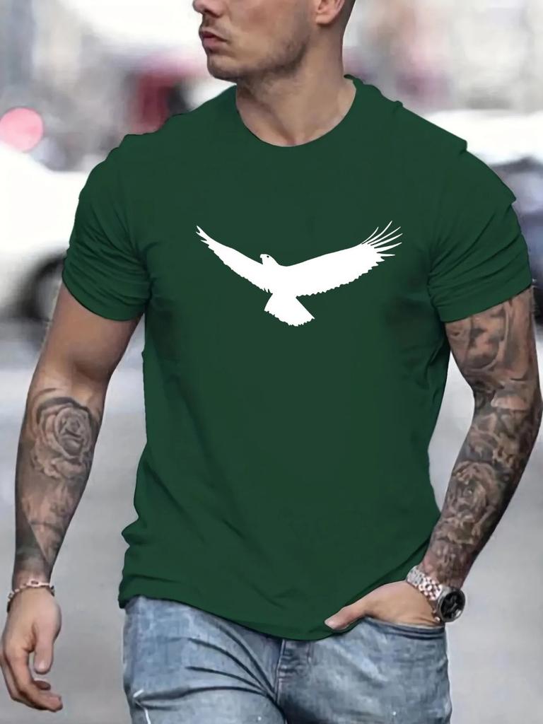 3D Printed Men's T-shirt Summer Loose Size Eagle Printed Round Neck Short Sleeve T-shirt Breathable Casual Fashion T-Shirt Top