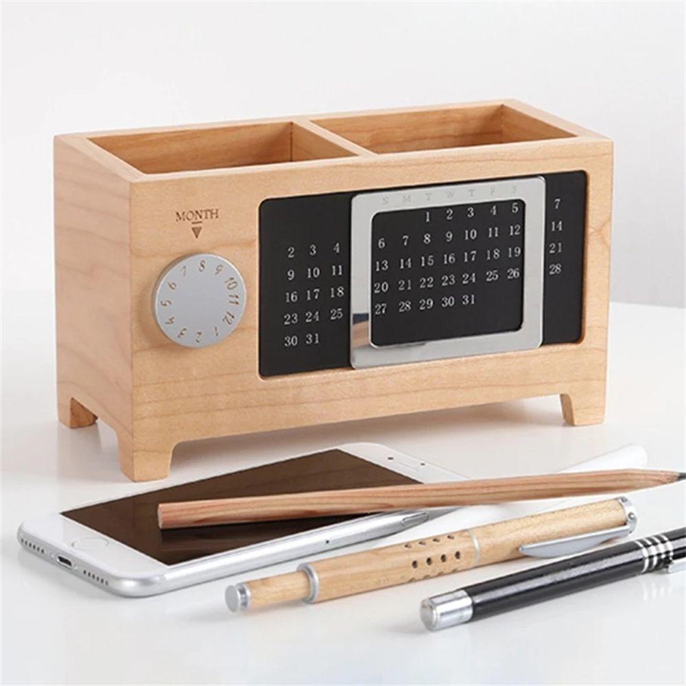 Pen Holders Make up Brush Holder Stationery Organizer Calendar Pen Holder Desktop Storage Box