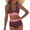 European and American Style Polka Dots Contrasting Colors Split Bikini Swimsuit Women Looking Thin High Waist Sexy Beach Vacation Swimsuit New