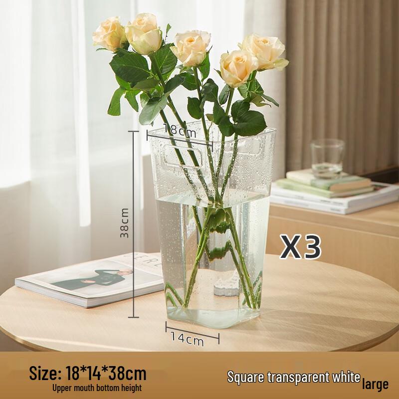 Clear Acrylic Square Flower Rehydration Vase (3-Pack)
