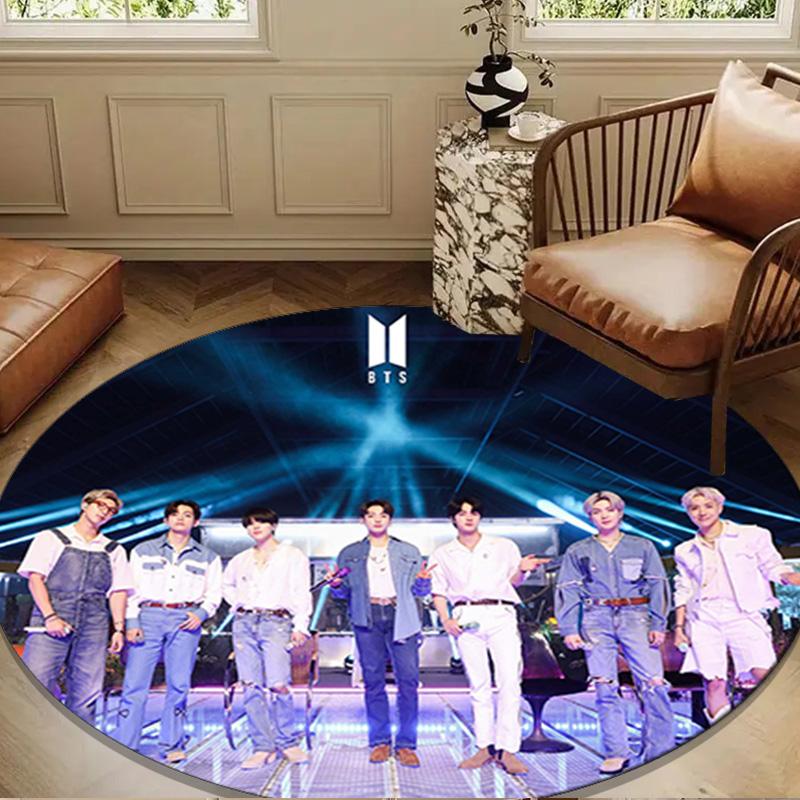 Kpop Group Portrait Round Rug for Livingroom,Bedroom, Palyroom, Chair Rug, Area Rug, Circle Carpet, Large Size Fan Christmas Gift