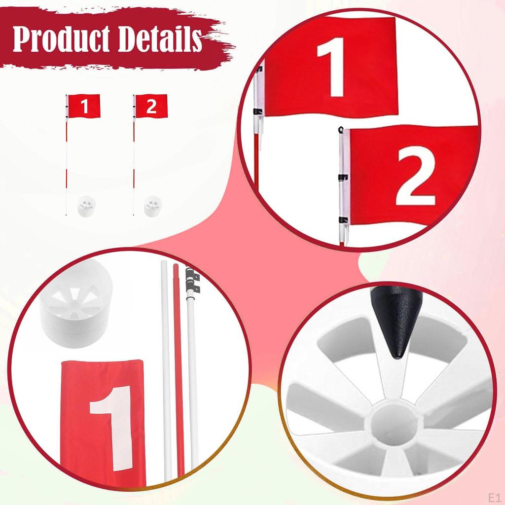 Golf Flag and Cup Flagstick Portable Detachable with Numbered Flags for Club Putting Green Lawn