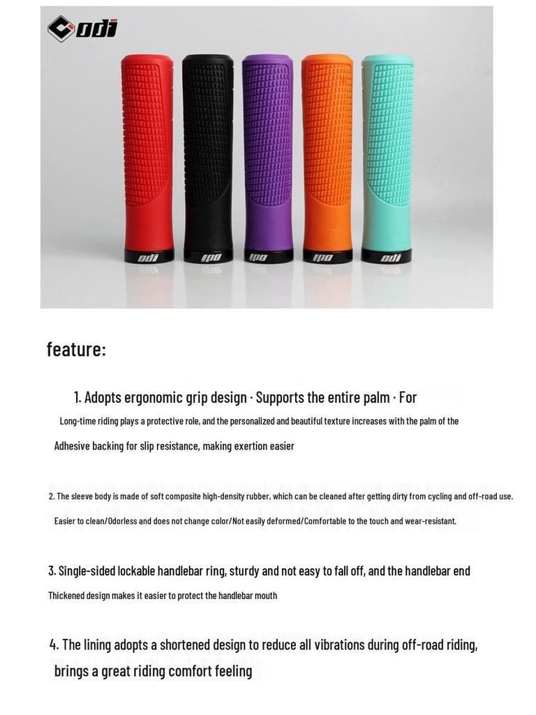 American ODI Anti-Slip Shock-Absorbing Lock-On Rubber Grips for Mountain, Fixed Gear, and Folding Bikes