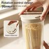 Moisture Proof Food Jar Airtight Spaghetti Storage Container, Clear PP Rotate Open Noodle Organizer, Kitchen Pantry Preservation Bin for Dry