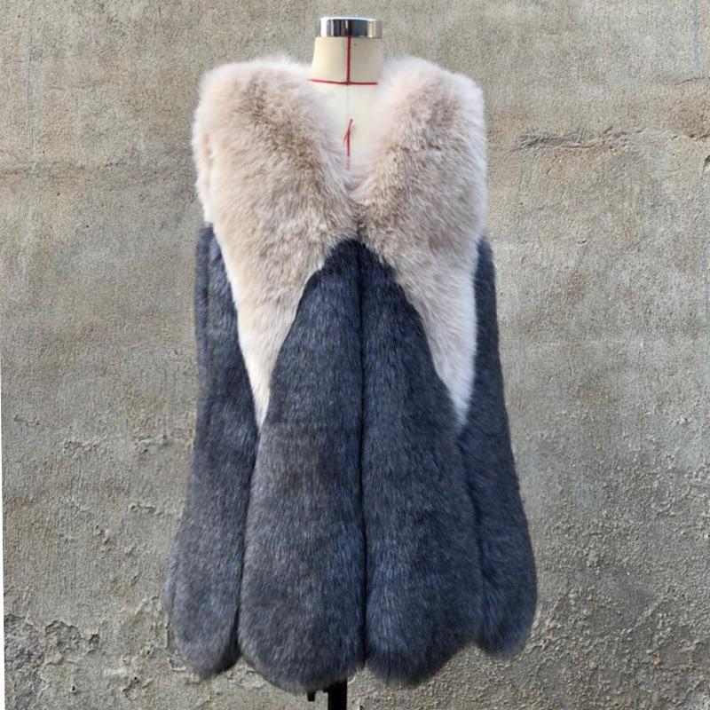 Fur Autumn and Winter New Imitation Fox Fur Vest Women's Medium and Long Casual Warm Jacket