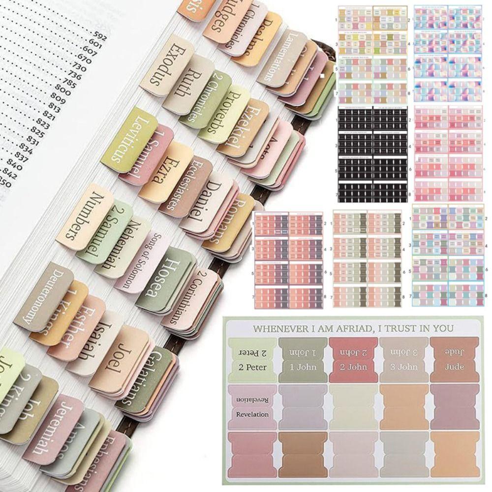 120PCS Laminated Laminated Bible Tabs Colorful Scripture Organization Tabs  Book Index