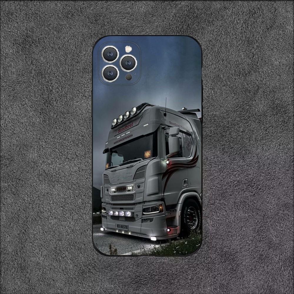 

S-SCANIA Trucks SA-AB Phone Case For iPhone 16,15,14,13,12,11,Plus,Pro Max,XS,X,XR,SE,Mini,8,7 Soft Silicone Black Cover iPhone16