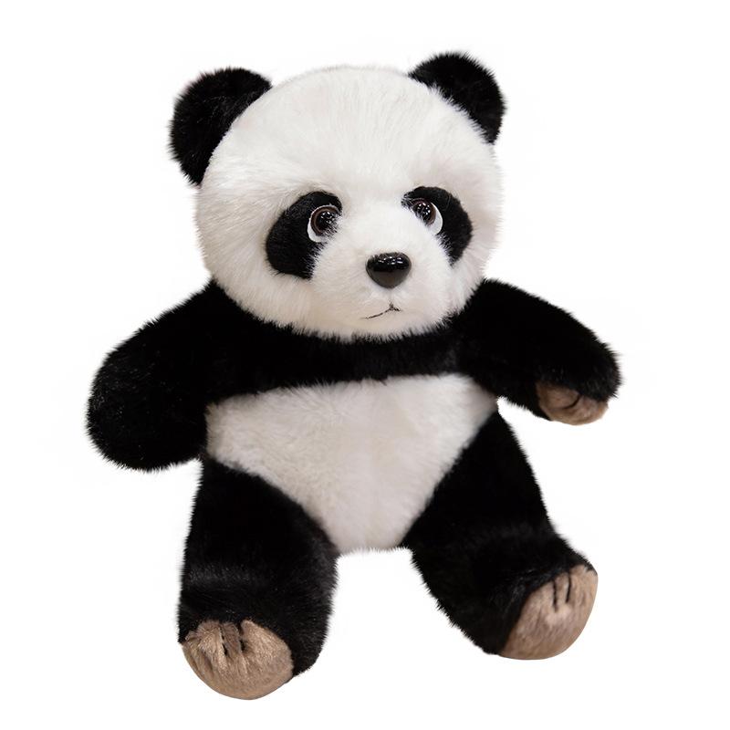 Cartoon Simulation Black Bear with Panda Doll Plush Toy Doll Children Sleeping Pillow Doll Girl Gift