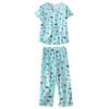 Women Cotton Pajama Set Short Sleeve Top with Capris Pants Sleepwear Set Summer Casual 2 Piece Lounge Set