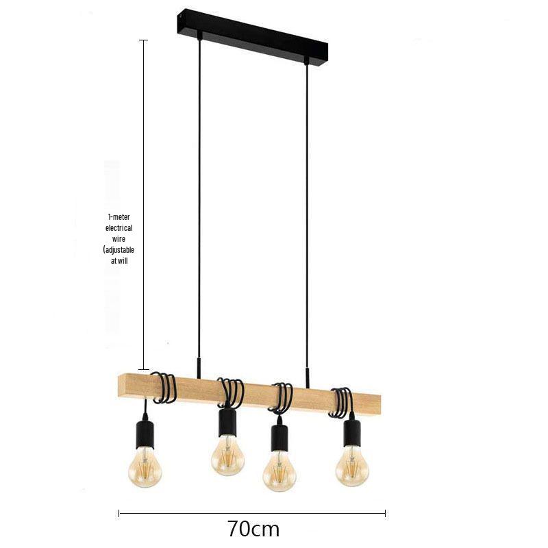 Black Wooden Art Pendant Lamp with 3 or 6 Heads for Restaurant, Coffee Shop, and Bar Counter
