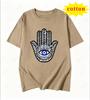 Hamsa Hand Devils Eye Pattern Tshirt Retro Horde Totem European And American Versatile Round Neck Short Sleeve Top