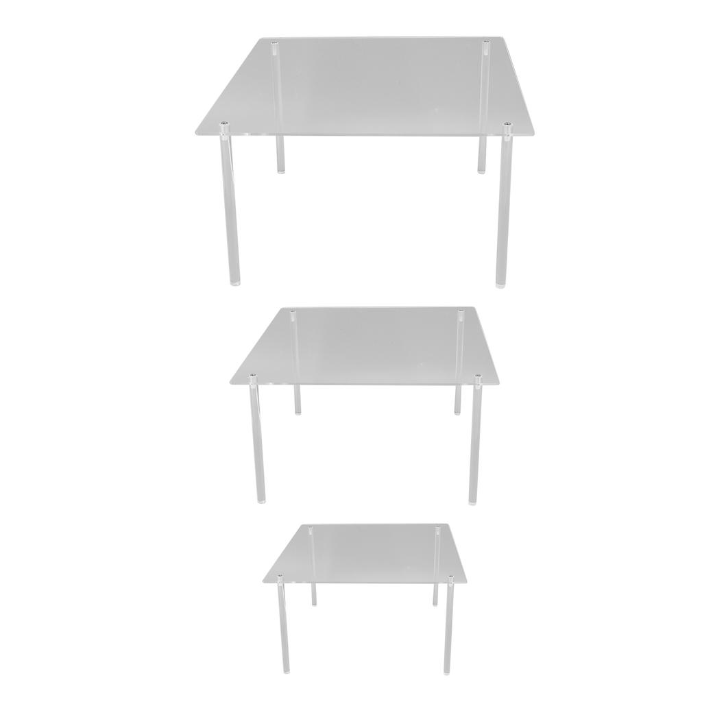 3 Set Square Clear Acrylic Cake Stand Acrylic Cupcake Stand for Cake Pizza Dessert Christmas
