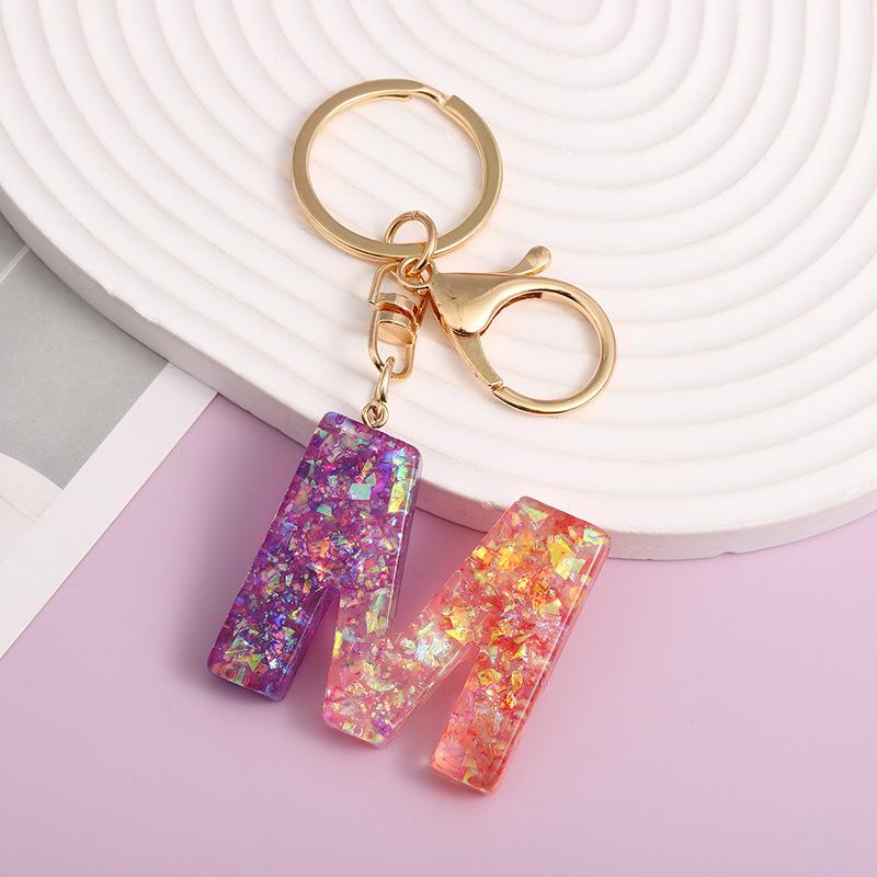 Ab Glue Fuchsia Gradual Change Letter Keychain Pendant Pendant Japanese And Korean Style Popular Versatile Keychain Jewelry