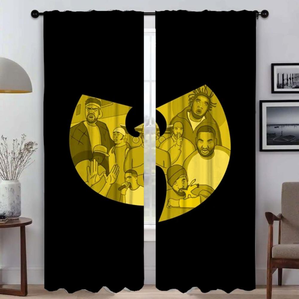 Set Of 2 Wu Tang Clans Partition Curtains Living Room Curtain Halloween Decoration Tulle Bedroom Home Interior For Made Polyester