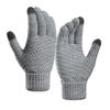 1 Pair Women Men Autumn Winter Knitting Gloves Solid Color Thickened Ribbed Cuffs Ridding Gloves Touch Screen Windproof Gloves