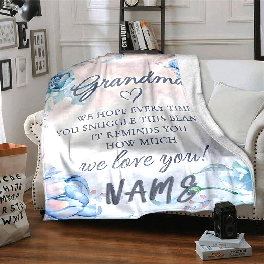 Grandma'S Love Blanket Lightweight Customizable Blanket Customize Text Comfortable Great For Sofa Couch Office Bed Picnics Ideal For All Seasons