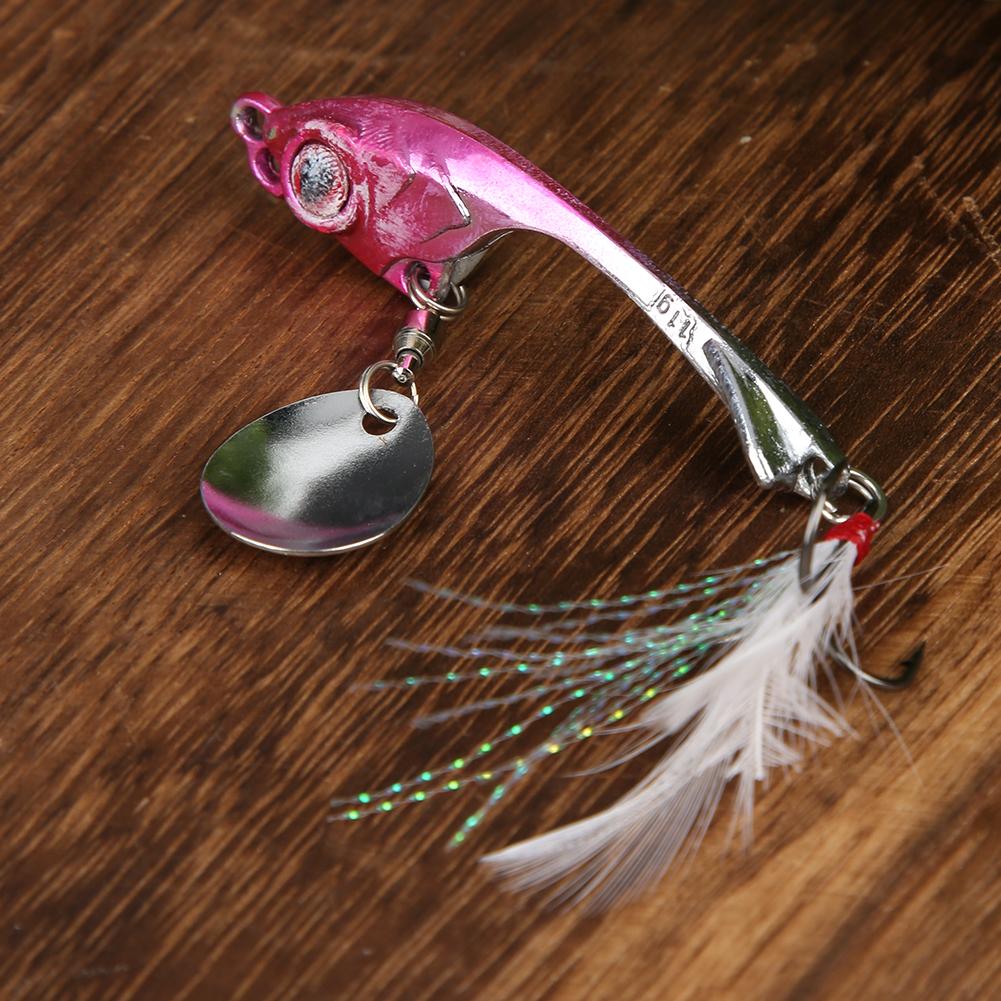 Zinc Alloy Rotating Feather Hook Sequin Lifelike Artificial Bait Fishing Lure Swimbait Accessory