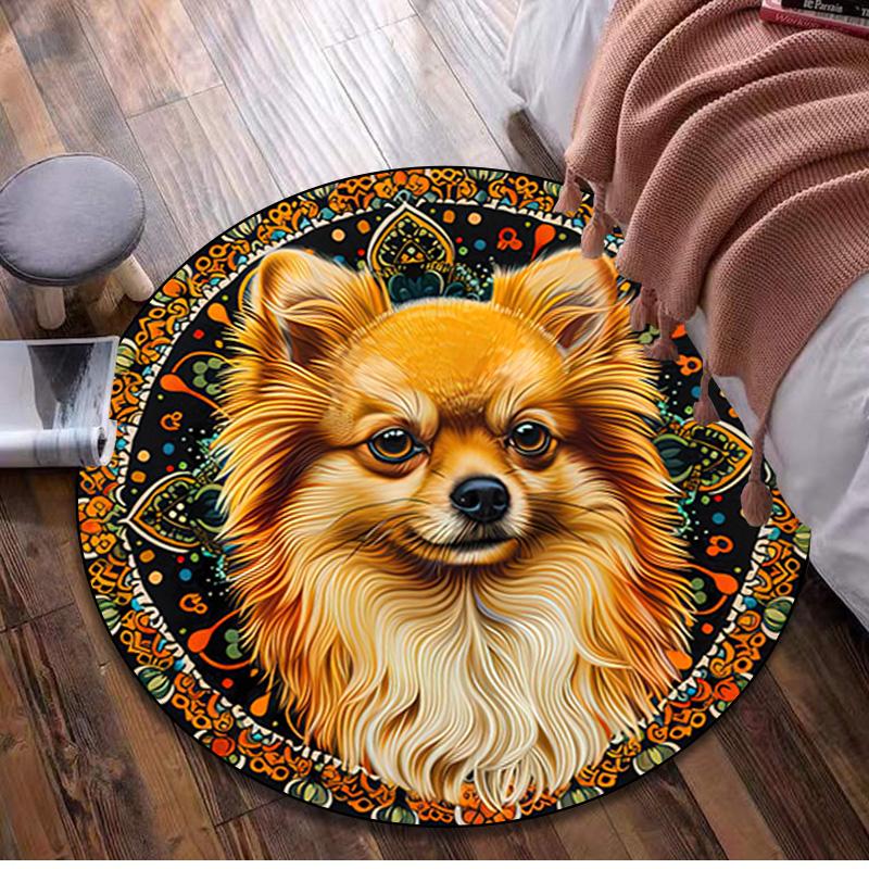 

1Pc Animal dog Circular Print Rug - home decoration Carpet For Living Room Bedroom Flooring Computer Chair Area Rug 80x80cm( 31x31in)