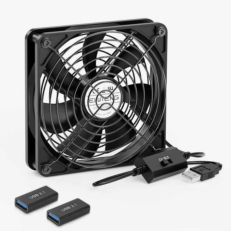 ELUTENG 120mm Fan With 3 Speed 5V USB Powered Case Fan 1500PRM Gaming PC Portable Cooling Suitable for Tablet TV Receiver Router DVR Play Station 120mm USB Speed Fan with