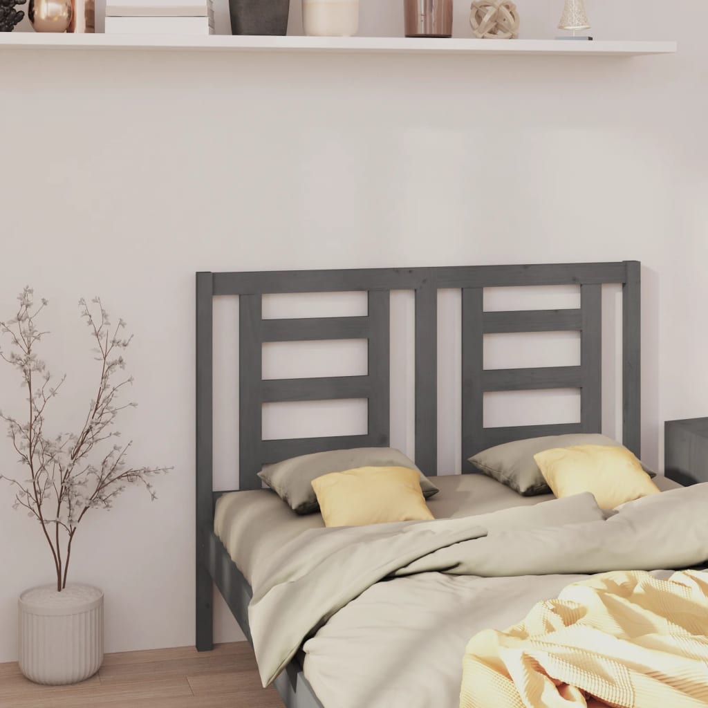Headboard Grey 126 X 4 X 100 Cm Solid Pine Wood
