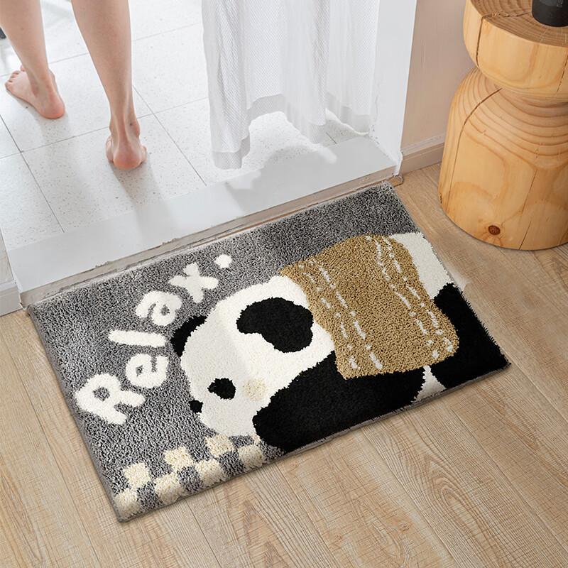Cute Panda Plush Non-Slip Absorbent Bathroom Floor Mat for Home Toilet Entrance
