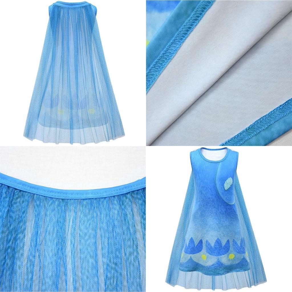 Enchanting Kids Girl Trolls2 Poppy Dress-up Cosplay Costume With Comfortable Cape