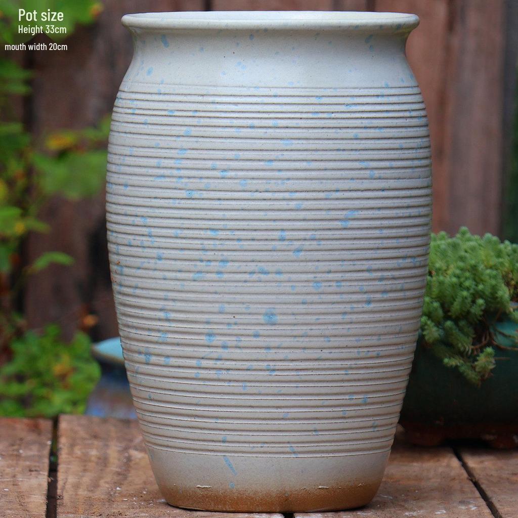 Handmade Large Ceramic Pot for Succulents & Orchids - Breathable, Coarse Pottery Bonsai Planter