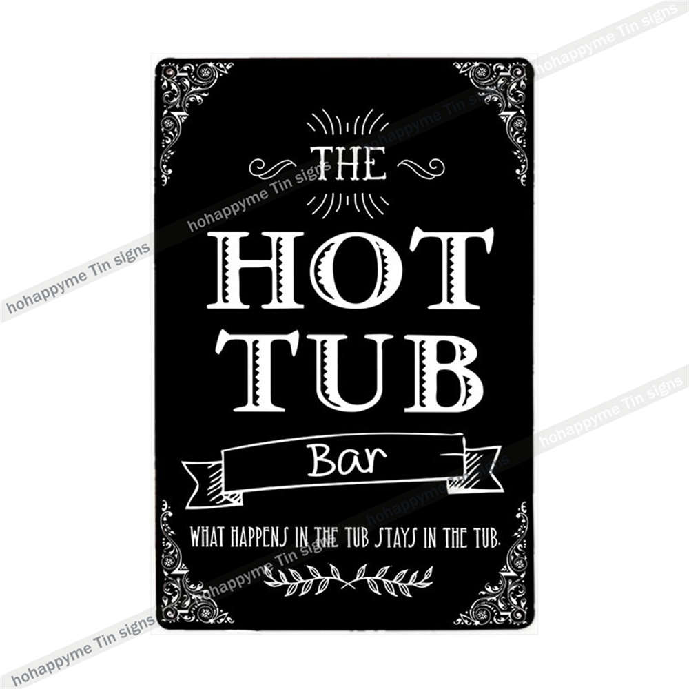 Funny Hot Tub Welcome Metal Sign (20x30cm) | Vintage | Beach/Bathroom/Bar Decor