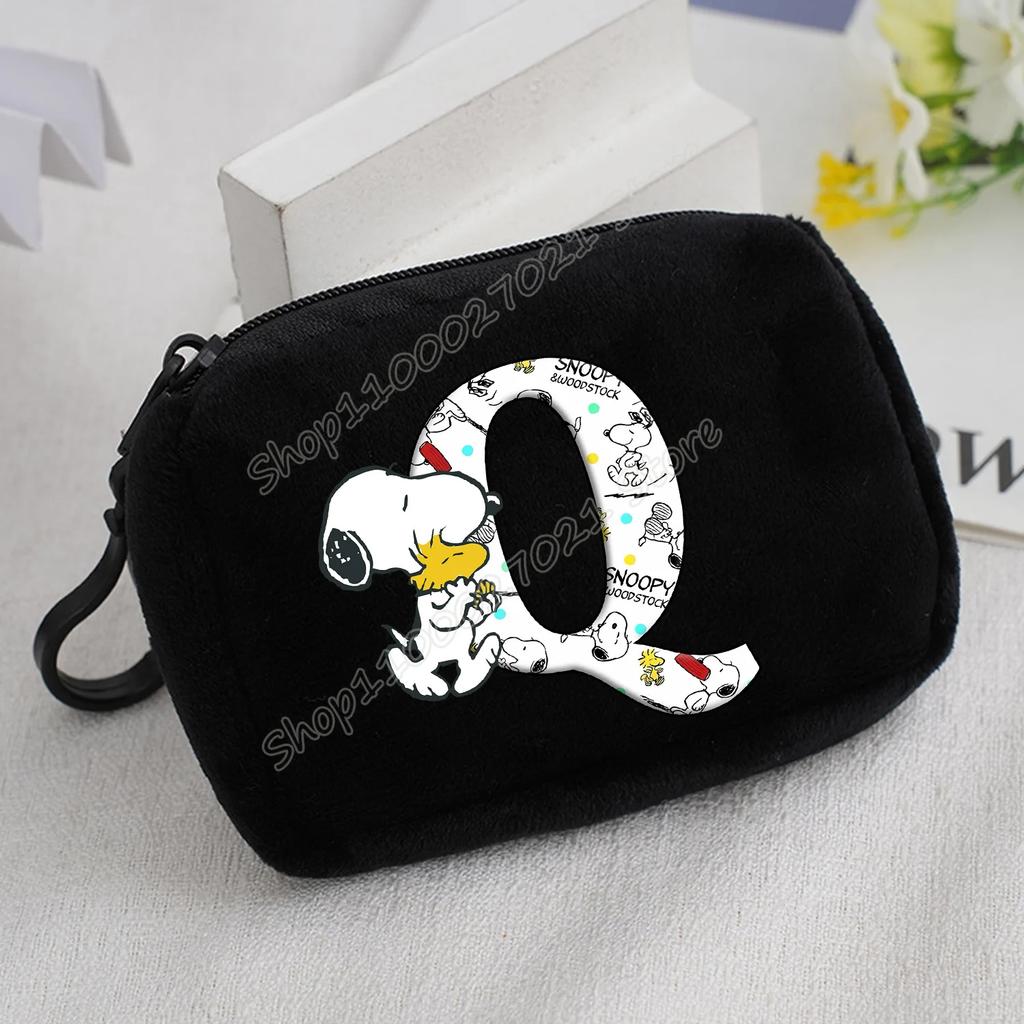 Snoopy Coin Purse Kawaii Cartoon Mini Wallet Man Woman Zipper Purse Fashion Anime Black Money Card Storage Bags Birthday Gift