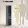 CD/DVD Storage Unit, 9 Compartments, 6 Adjustable Shelves, 260 CDs/120 DVDs, 33 x 24 x 140 cm, Grey