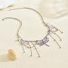 Fashion Trend Purple Dragonfly Pendant Necklace Multi-layer Fringed Niche Design Temperament Versatile Collarbone Chain